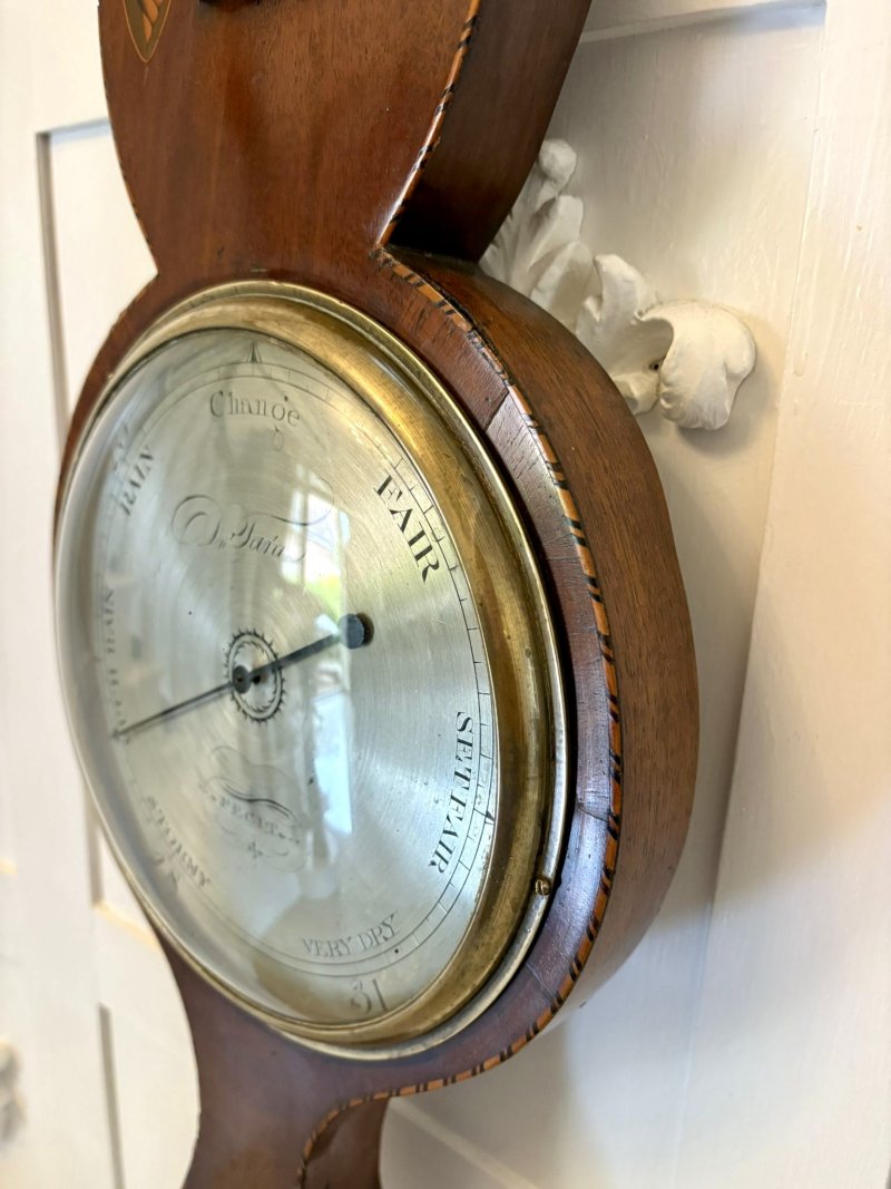 Antique George III Quality Mahogany Shell Inlaid Banjo Barometer - Image 5